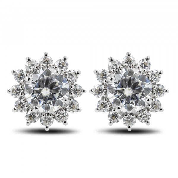 White Gold Earrings With Moissanite  Stars