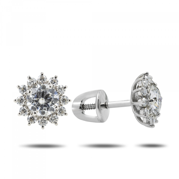 White Gold Earrings With Moissanite  Stars