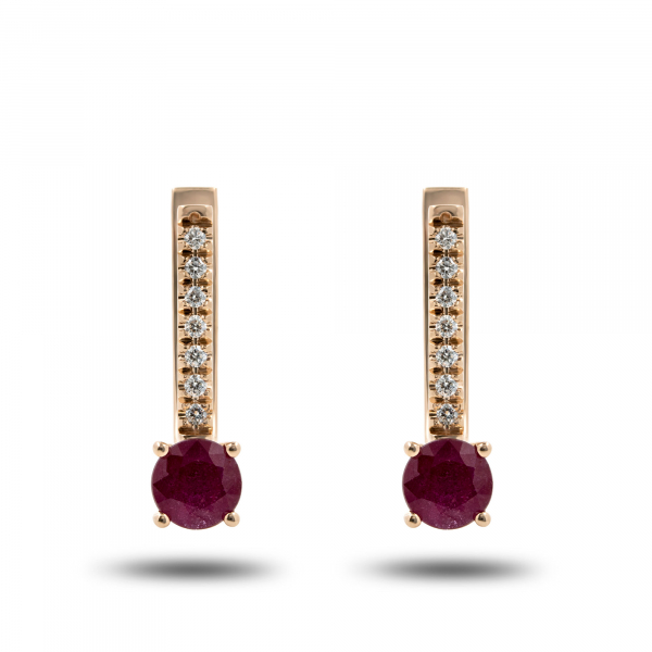 Gold Earrings With Rubies And Diamonds 'Ruby Elegance'