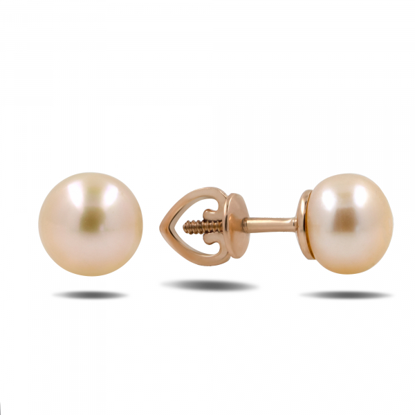 Gold Earrings With Rose Pearl