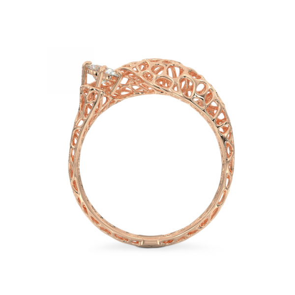 Snake with Stone Rose Gold Ring