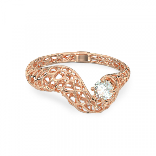 Snake with Stone Rose Gold Ring