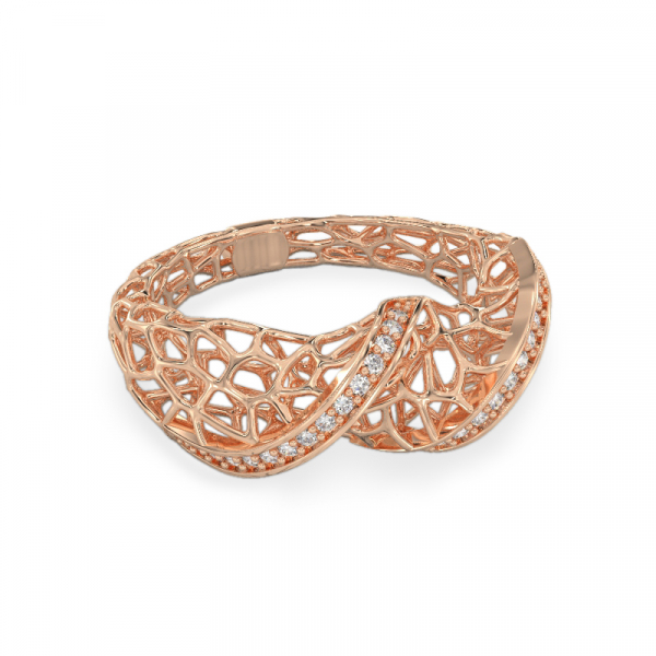 Coral 2 Waves Ring From Rose Gold