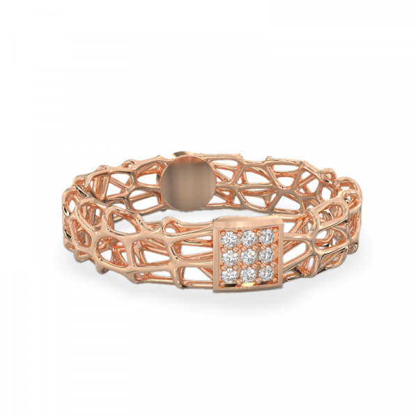 Coral Rose Gold Ring With Square