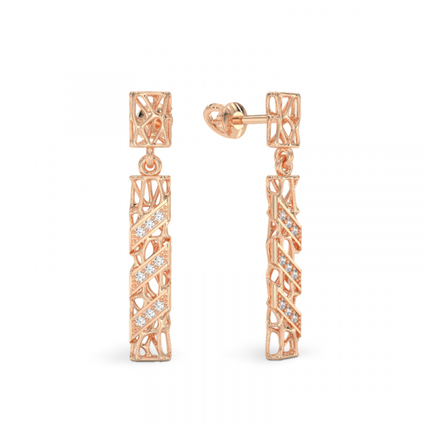 Coral Sticks With Diagonals Earrings