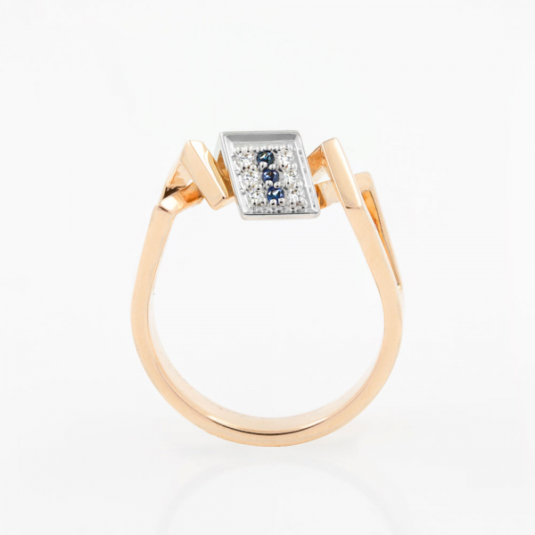 Gold Ring Geometric With Diamonds