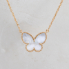 Gold Plated Necklace CLOVER Butterfly With Mother-of-pearl