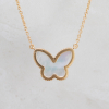 Gold Plated Necklace CLOVER Butterfly With Mother-of-pearl