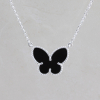 Silver Necklace CLOVER Butterfly With Onyx