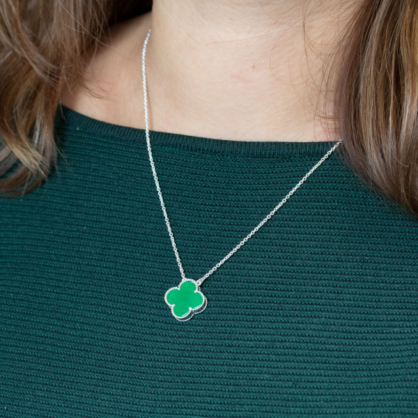 Silver Necklace With Jade