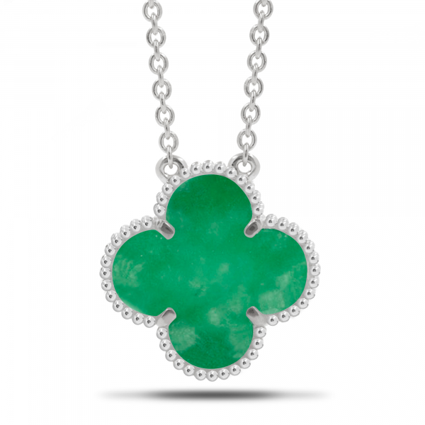 Silver Necklace With Jade