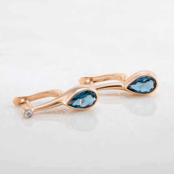 Gold Earrings With Sky Topaz