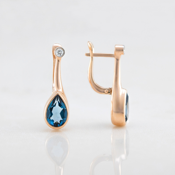 Gold Earrings With Sky Topaz