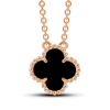 Gold Necklace Mini Clover With Onyx