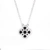 Silver Necklace Mini Clover With Onyx