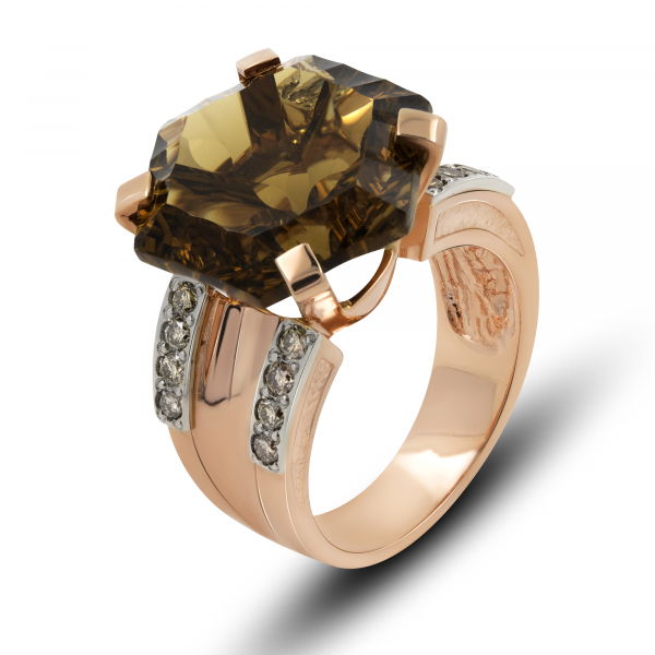 Gold Ring With Brown Quartz