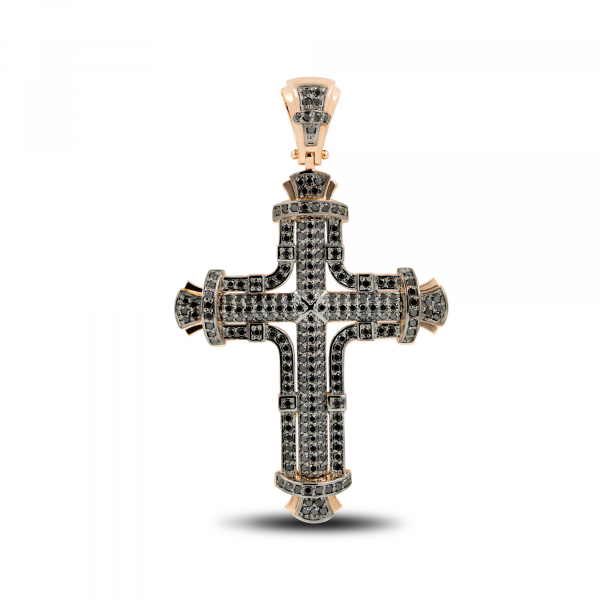 Gold Cross With Black Diamonds