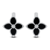 Silver Earrings Black Lily Flower