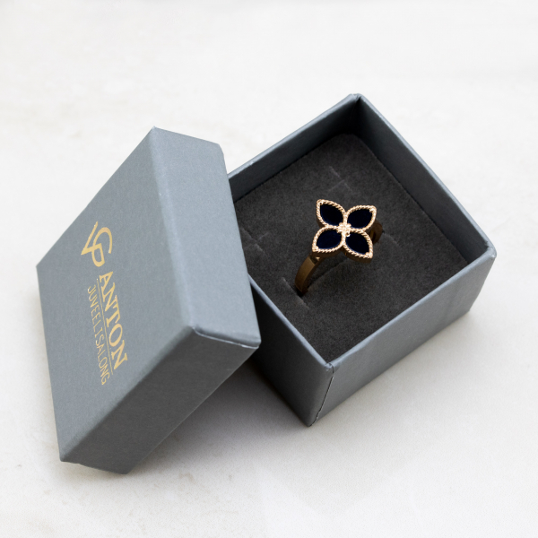 Gold Plated Ring Black Lily Flower