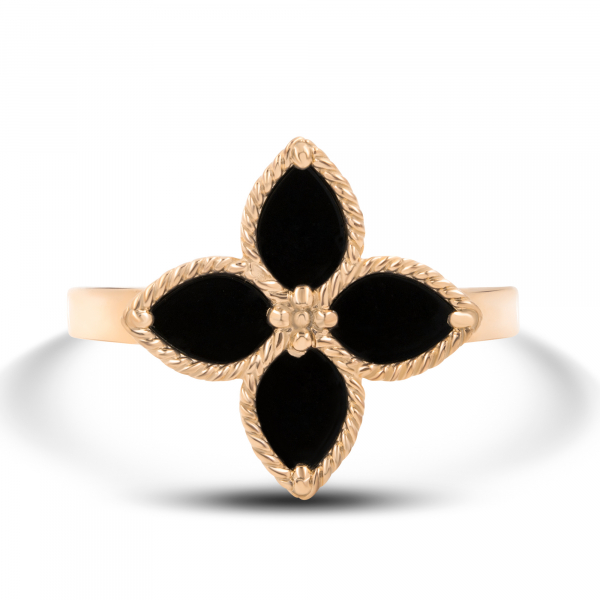 Gold Plated Ring Black Lily Flower