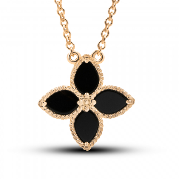 Gold Plated Necklace Black Lily Flower