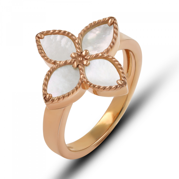 Gold Plated Ring White Lily Flower