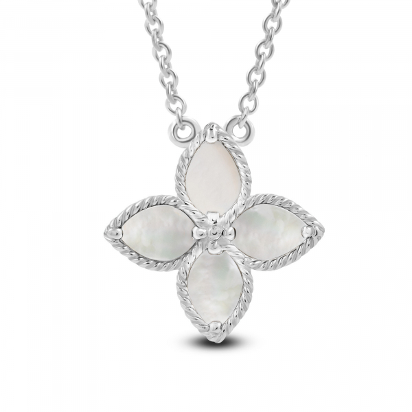 Silver Necklace WhiteLily Flower