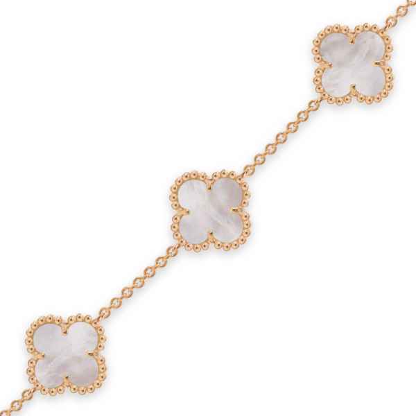 Gold Bracelet Clover With White Mother-of-pearl