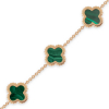 Gold Bracelet Clover Mini  With Malachite