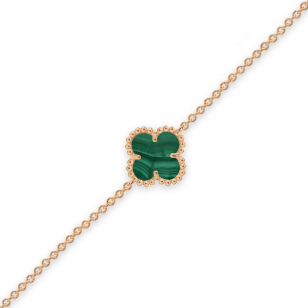 Gold Bracelet Clover Mini  With Malachite