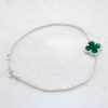 White Gold Bracelet Clover Mini  With Malachite