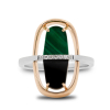 Gold Ring With Onyx and Malachite