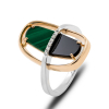 Gold Ring With Onyx and Malachite