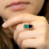 Gold Ring With Onyx and Malachite