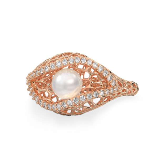 Seashell With Pearl Rose Gold Ring