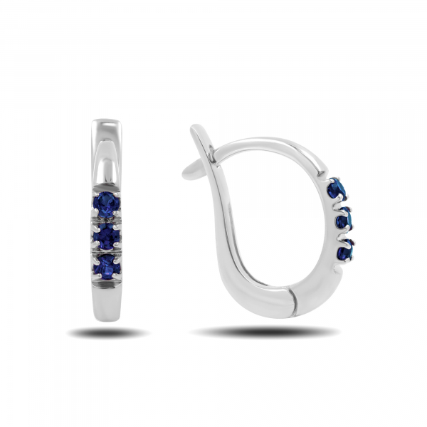 Elegant White Gold Earrings With Sapphire