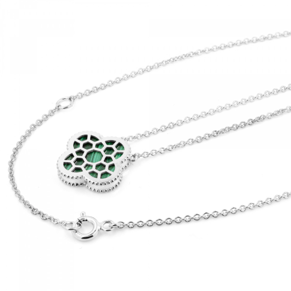 White Gold Necklace With Malachite