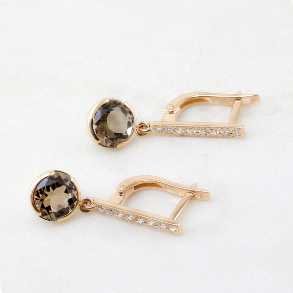 Gold Earrings With Topaz and Diamonds