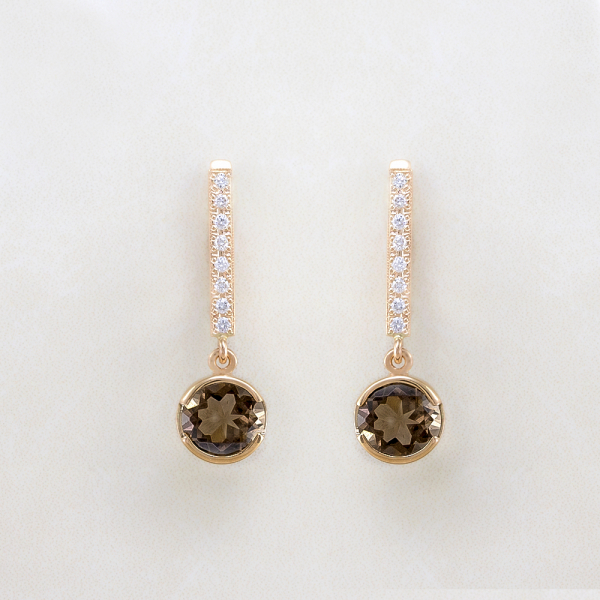 Gold Earrings With Topaz and Diamonds