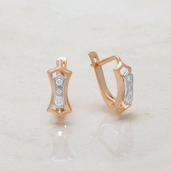 Gold Mix Earrings With Diamonds